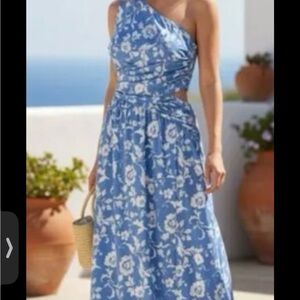 Abercrombie & Fitch Blue Floral Asymmetrical Dress